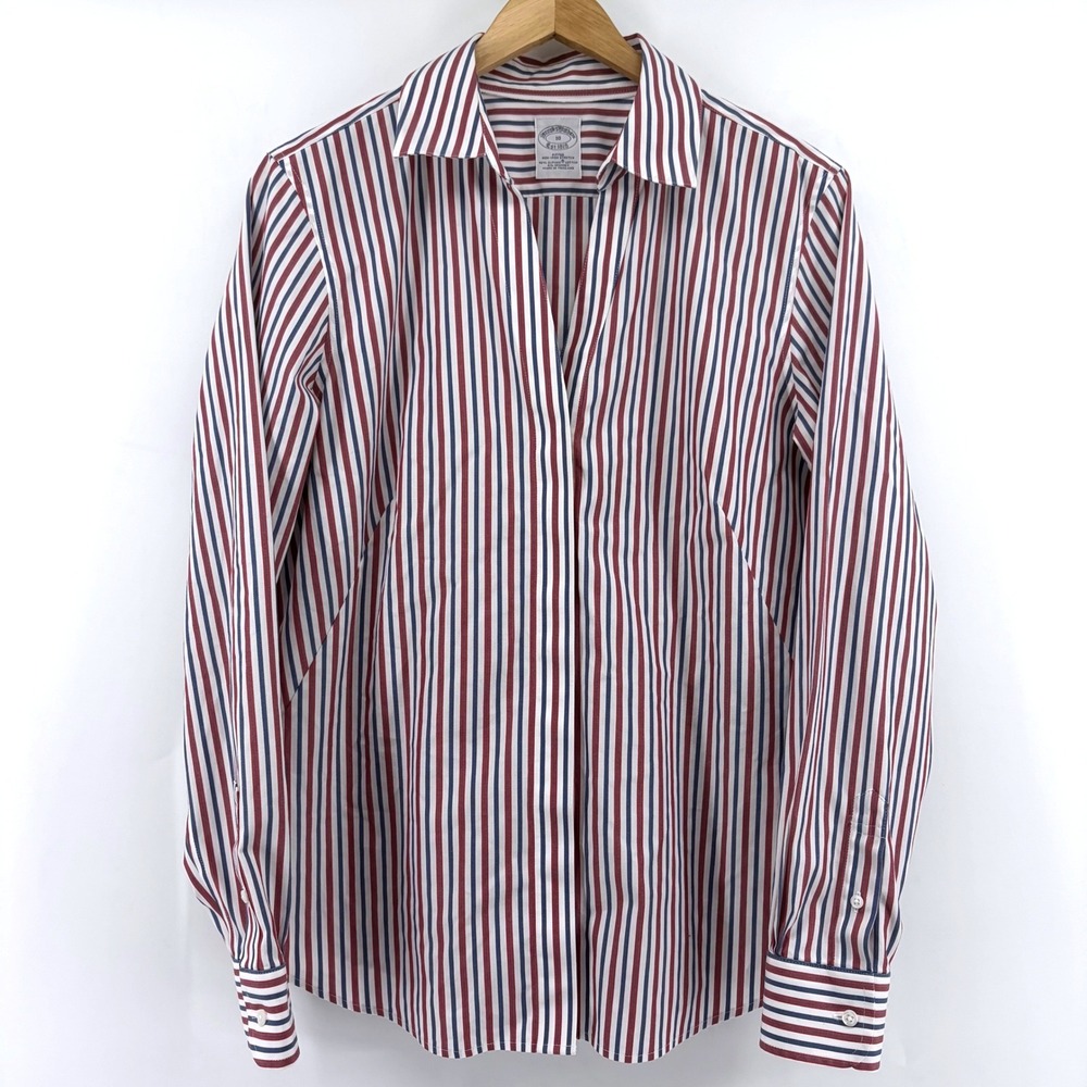 Brooks Brothers Womens Striped Supima Cotton Stretch Button Down Shirt Size 10 - Picture 3 of 9